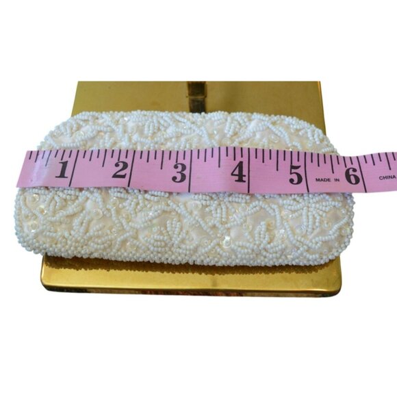 Vintage Fortune Ivory Beaded Eyeglass Case Women's Classic Elegant Evening Bag - Picture 3 of 5
